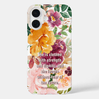 Coque Pour iPhone 16 Proverbes floraux 31:25 Elle est habillée rustique