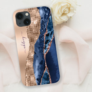 Case-Mate iPhone Case Prusse Bleu & Rose Parties scintillant Or Agate Ma