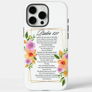 Coque iPhone 16 Pro Max Psaume 121 Cadre géométrique floral