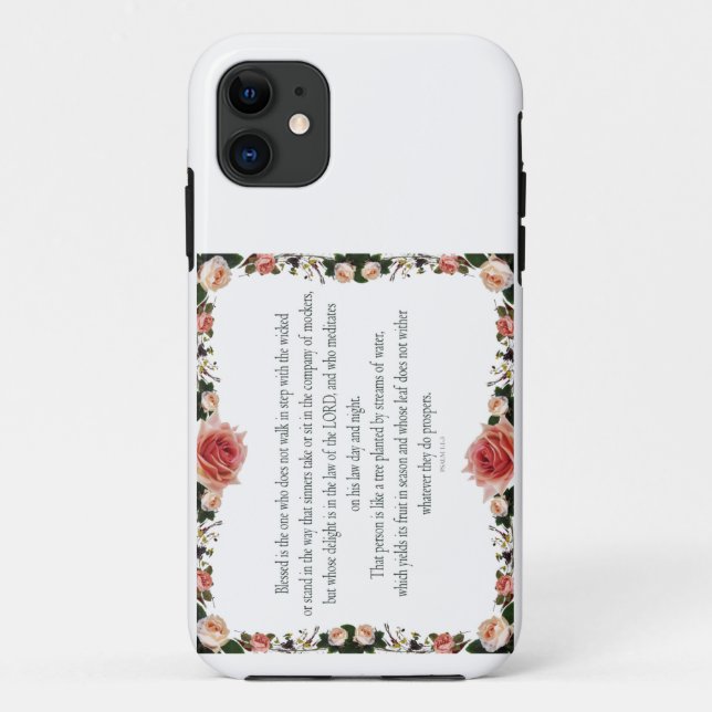 Coques Case-Mate iPhone Psaume 1 avec Flower Borders (Dos)