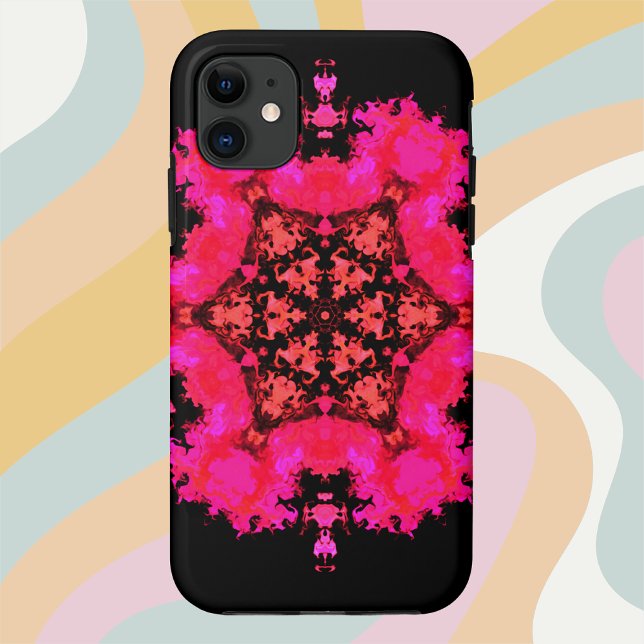 Coques Case-Mate iPhone Psychédélique Hippie Fleur rose et noir (Créateur téléchargé)