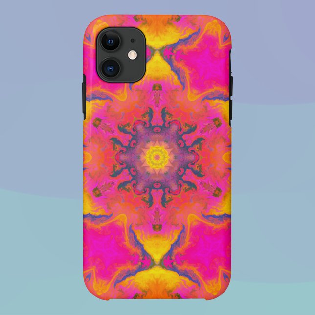 Coques Case-Mate iPhone Psychédélique Hippie Fleur rose violet et jaune (Créateur téléchargé)
