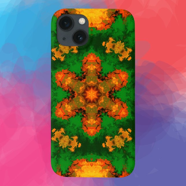 Coques Case-Mate iPhone Psychédélique Mandala Flower vert orange et jaune (Créateur téléchargé)
