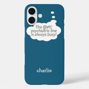Coques iPhone 16 Plus Psychiatric Line personnalisé nom et des cas de té