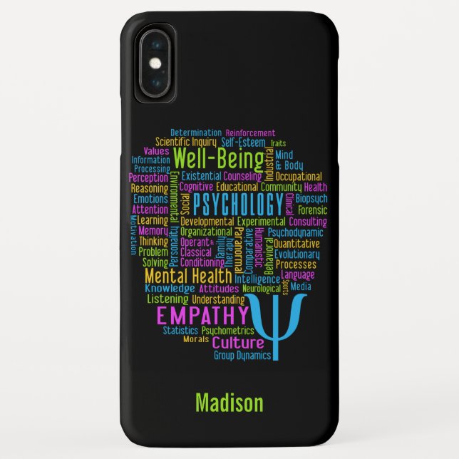 Coques Case-Mate iPhone PSYCHOLOGIE Word Cloud nom et couleur personnalisé (Dos)