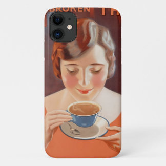 Coque iPhone 11 Publicité pour la femme Vintage buvant du thé