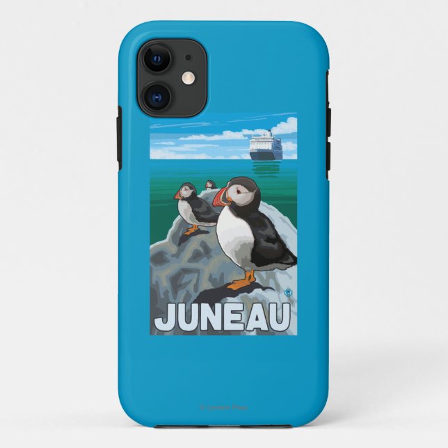 Coques Case-Mate iPhone Puffins et bateau de croisière - Juneau (Alaska) (Dos)