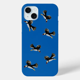 Coque iPhone 15 Mini Puffins volants Motifs d'oiseaux Couleur personnal