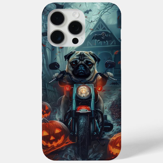 Coques Case-Mate iPhone Pug à moto Halloween effrayant (Verso)
