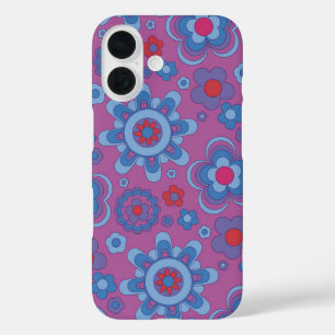 Coque Pour iPhone 16 Puissance de la fleur rétro à tonalité cool