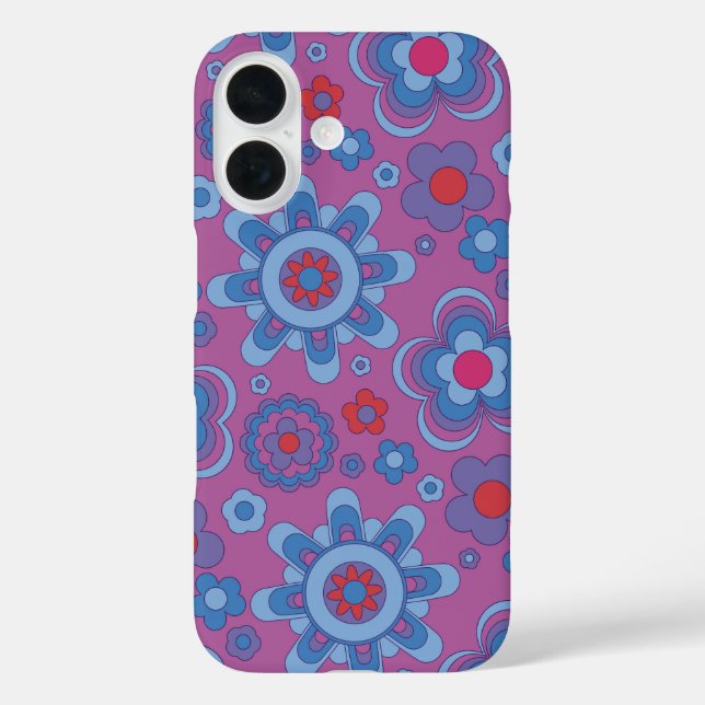 Coques Case-Mate iPhone Puissance de la fleur rétro à tonalité cool (Verso)