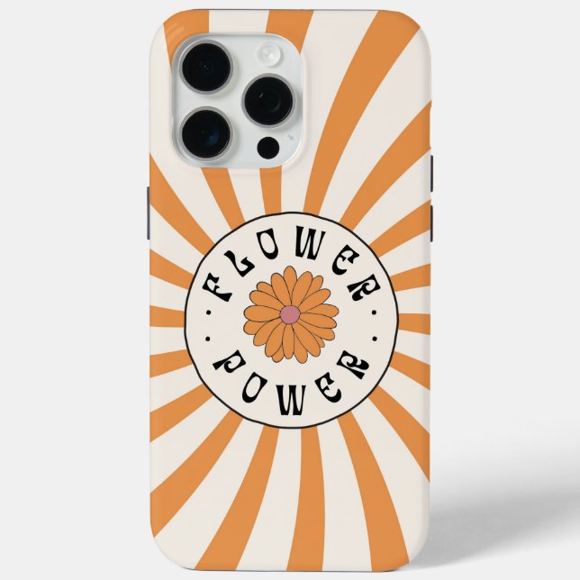 Coques Case-Mate iPhone Puissance des fleurs avec rayons orange psychédéli (Verso)