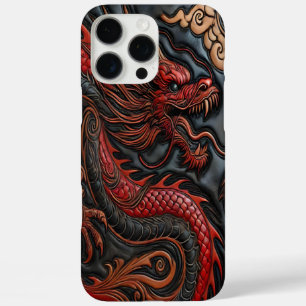 Coque iPhone 16 Pro Max Puissant dessin de dragon rouge