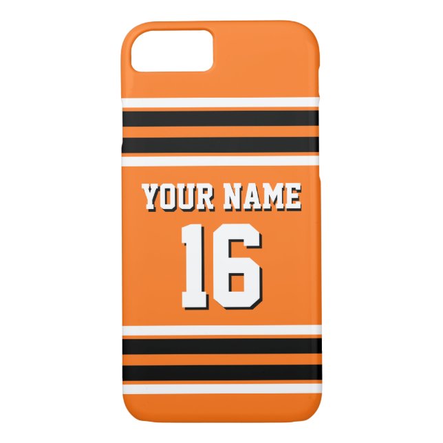 Coques Case-Mate iPhone Pumpkn Orange Black Team Jersey Numéro personnalis (Dos)
