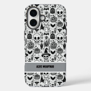 Coque Pour iPhone 16 Punk Halloween Trick ou Treat Nom personnalisé