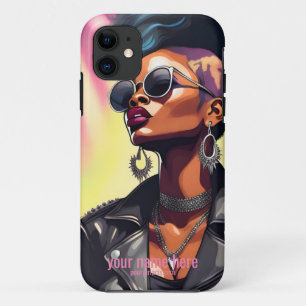 Case-Mate iPhone CASE PUNK ROCK BLACK GIRL LEATHER JACKET ART