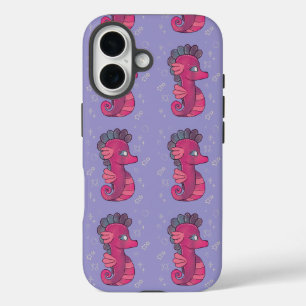 Coque Pour iPhone 16 Punky Seahorse Hippocampe Rose Mignon