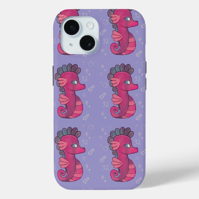 Coques Case-Mate iPhone Punky Seahorse | Hippocampe Rose Mignon (Verso)