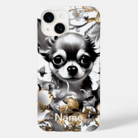 Pup parmi les fleurs change pour votre portrait ai