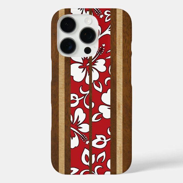 Coques Case-Mate iPhone Pupukea Hibiscus Hawaiian Faux Wood Surf board Rou (Verso)