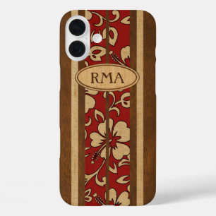 Coque Pour iPhone 16 Plus Pupukea Vintage Hawaii Monogramme Faux Surf en boi