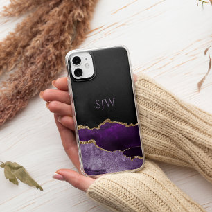 Case-Mate iPhone Case Purple Agate Monogram Gold Parties scintillant