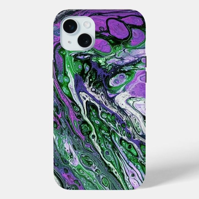 Coques Case-Mate iPhone Purple and green abstract paint (Verso)
