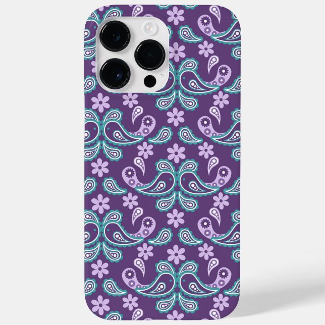 COQUES Case-Mate iPhone PURPLE & AQUA PAISLEY MOTIF (Verso)