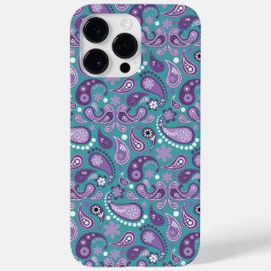 COQUE Case-Mate iPhone PURPLE & AQUA PAISLEY MOTIF