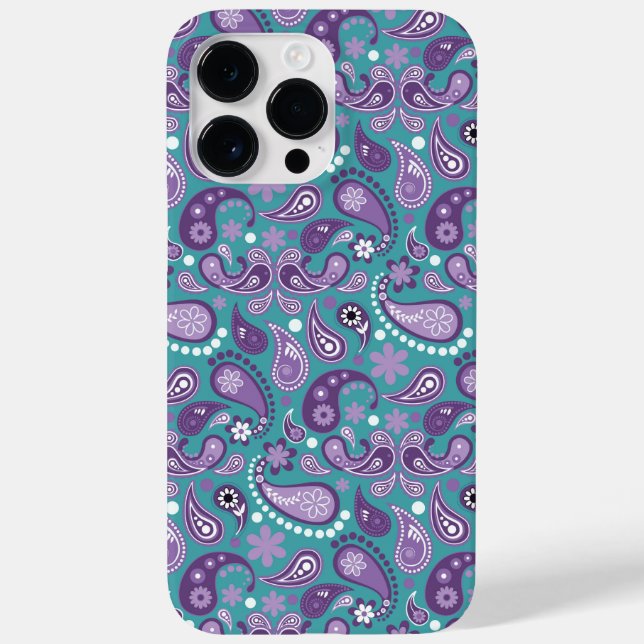 COQUES Case-Mate iPhone PURPLE & AQUA PAISLEY MOTIF (Verso)