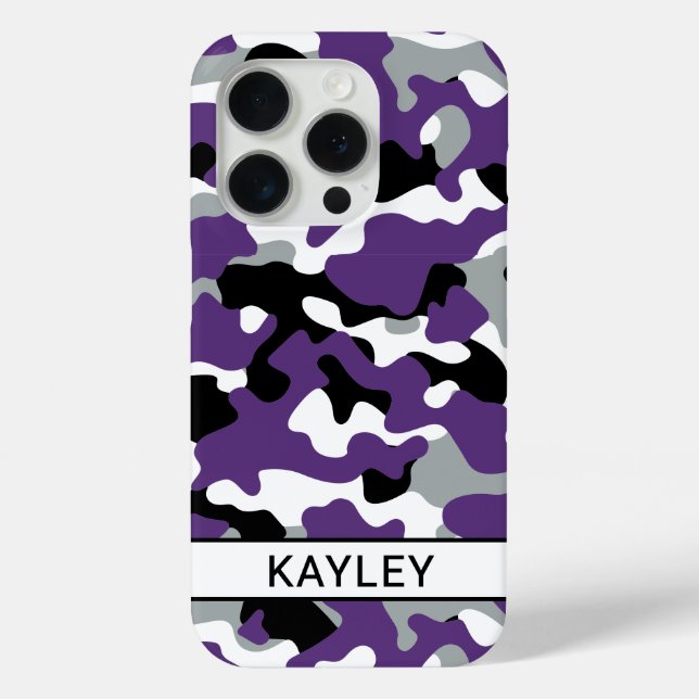 Coques Case-Mate iPhone Purple Black Camouflage Personalized (Verso)