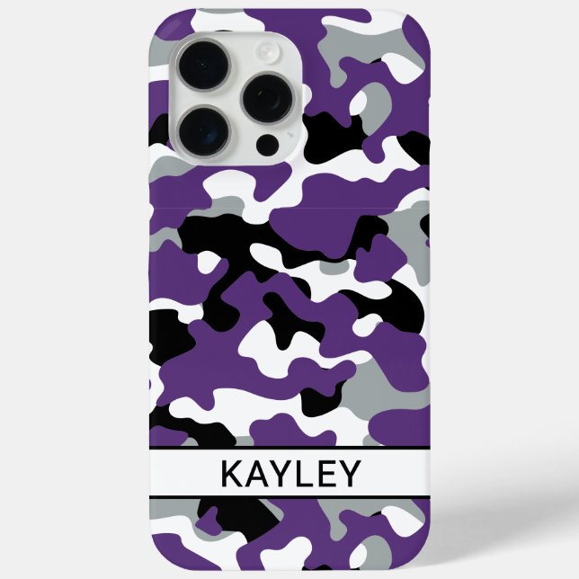 Coques Case-Mate iPhone Purple Black Camouflage Personalized (Verso)