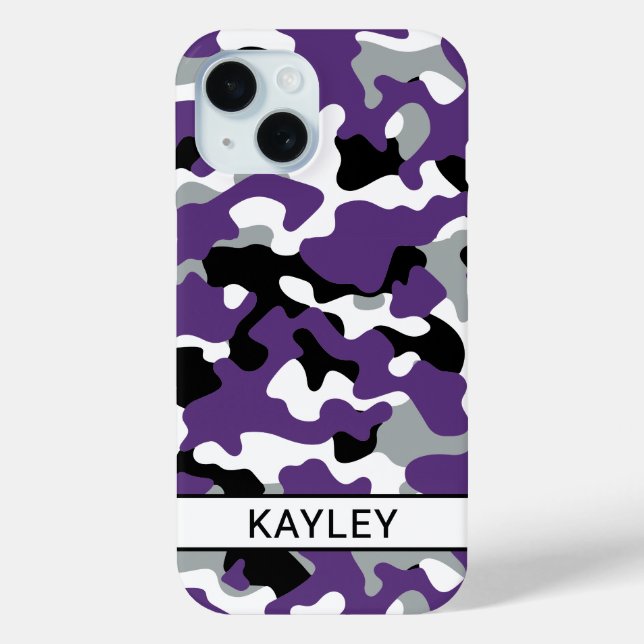 Coques Case-Mate iPhone Purple Black Camouflage Personalized (Verso)