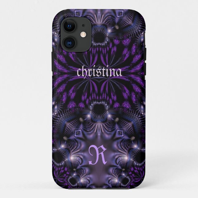 Coques Case-Mate iPhone Purple Black Exotic Gothic Nom personnalisé iPhone (Dos)
