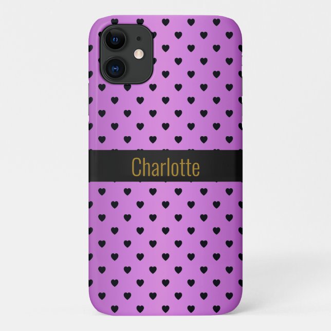 Coques Case-Mate iPhone PURPLE BLACK HEART MOTIF IPHONE personnalisable (Dos)