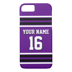 Coque Case-Mate Pour iPhone Purple Black Team Jersey Numéro personnalisé Nom