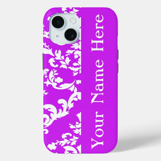 Coques Case-Mate iPhone Purple Bold Damask avec nom @ Emporiomoffa (Verso)