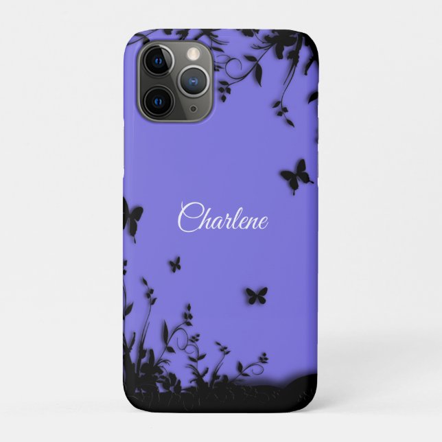 Coques Case-Mate iPhone Purple Butterfly Garden Personnalisé (Dos)