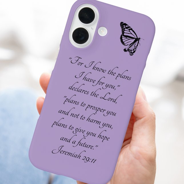 Coques Case-Mate iPhone Purple Custom Bible Verse Papillon Jeremiah 29:11 (Créateur téléchargé)