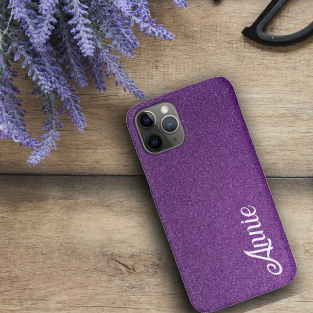 Coques Case-Mate iPhone Purple Faux Parties scintillant Beau Sparkly Nom (Purple Faux Glitter Beautiful Sparkly Cute Name Case-Mate iPhone Case)
