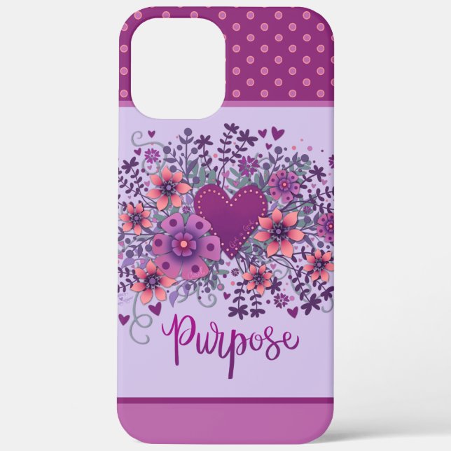Coques Case-Mate iPhone Purple Floral Coeur Objectif Inspirivité (Verso)