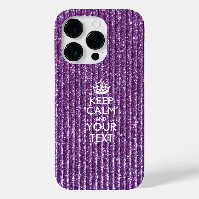 Coques Case-Mate iPhone Purple Glamor Restez Calme Ayez Votre Texte (Verso)