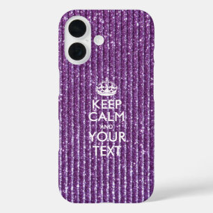 Coque Pour iPhone 16 Purple Glamor Restez Calme Ayez Votre Texte