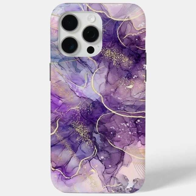 Coques Case-Mate iPhone Purple & Gold Alcohol Ink iPhone Case (Verso)