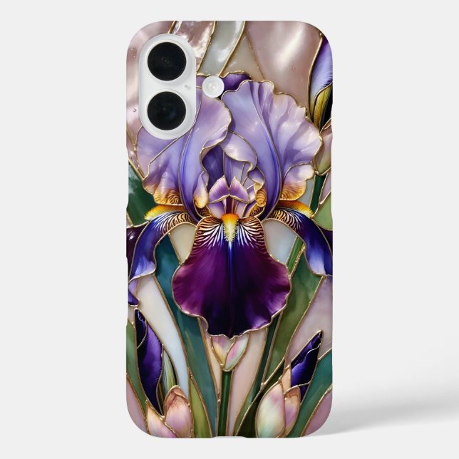 Coques Case-Mate iPhone Purple Iris iPhone Case Elegant Stained Glass (Verso)