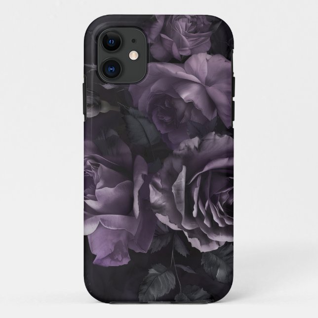 Coques Case-Mate iPhone Purple Lavender Moody Rose Floral Goth (Dos)