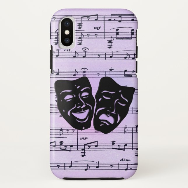 Coques Case-Mate iPhone Purple Music and Theater Masks (Dos)