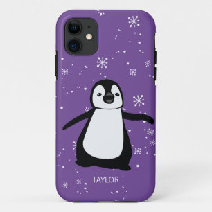 Case-Mate iPhone Case Purple Nom personnalisé mignonne Pingouin Neige