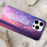 Purple Ocean Sunset Photo Design Script Nom Chic