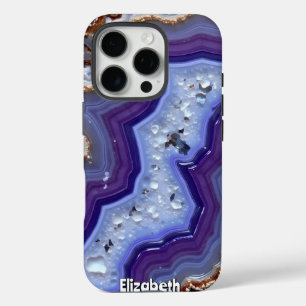 Coque iPhone 16 Pro Purple ondulant et Abstrait bleu